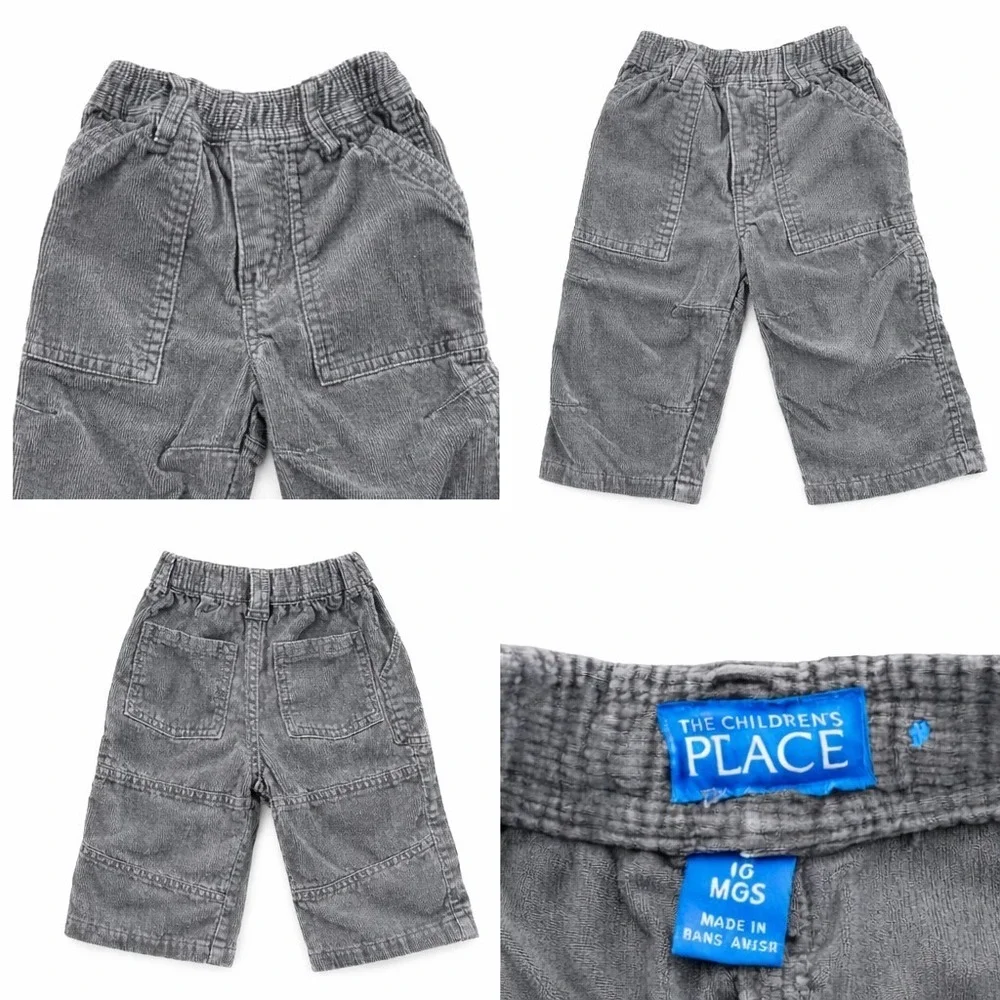 The Children's‎ Place Toddler Boys Gray Corduroy Pants Size 18M Elastic Waist